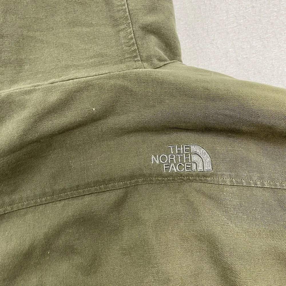 Vintage Ther North Face Jacket Mens Large Green Canvas Full Zip Hooded Sherpa
